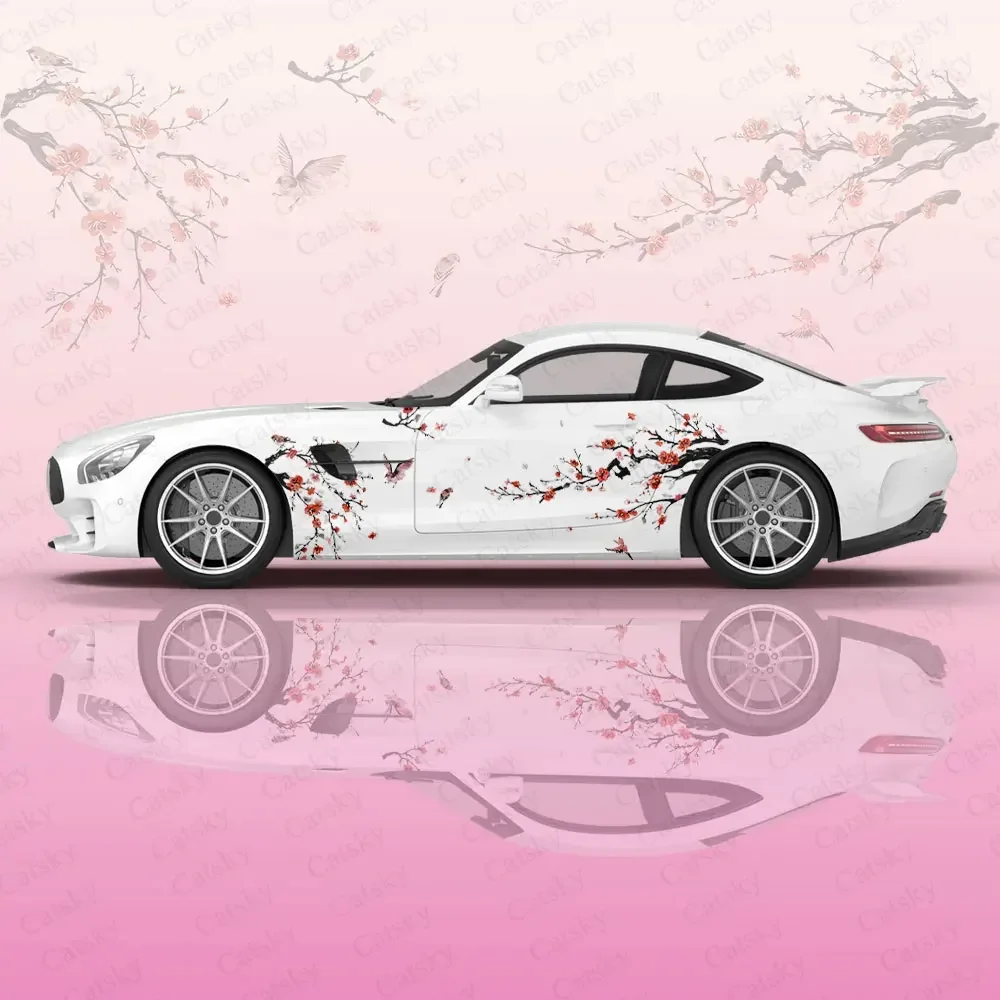 Bird Branch Flower Car Body Stickers Itasha Vinyl Car Side Decal Sticker Car Body Sticker Decor Stickers Auto Protective Film