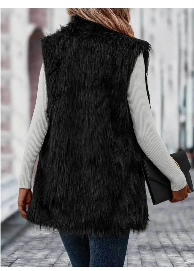 2023 European and American fur imitation fur coat women's vest fur women's coat wholesale AliExpress leisure spring