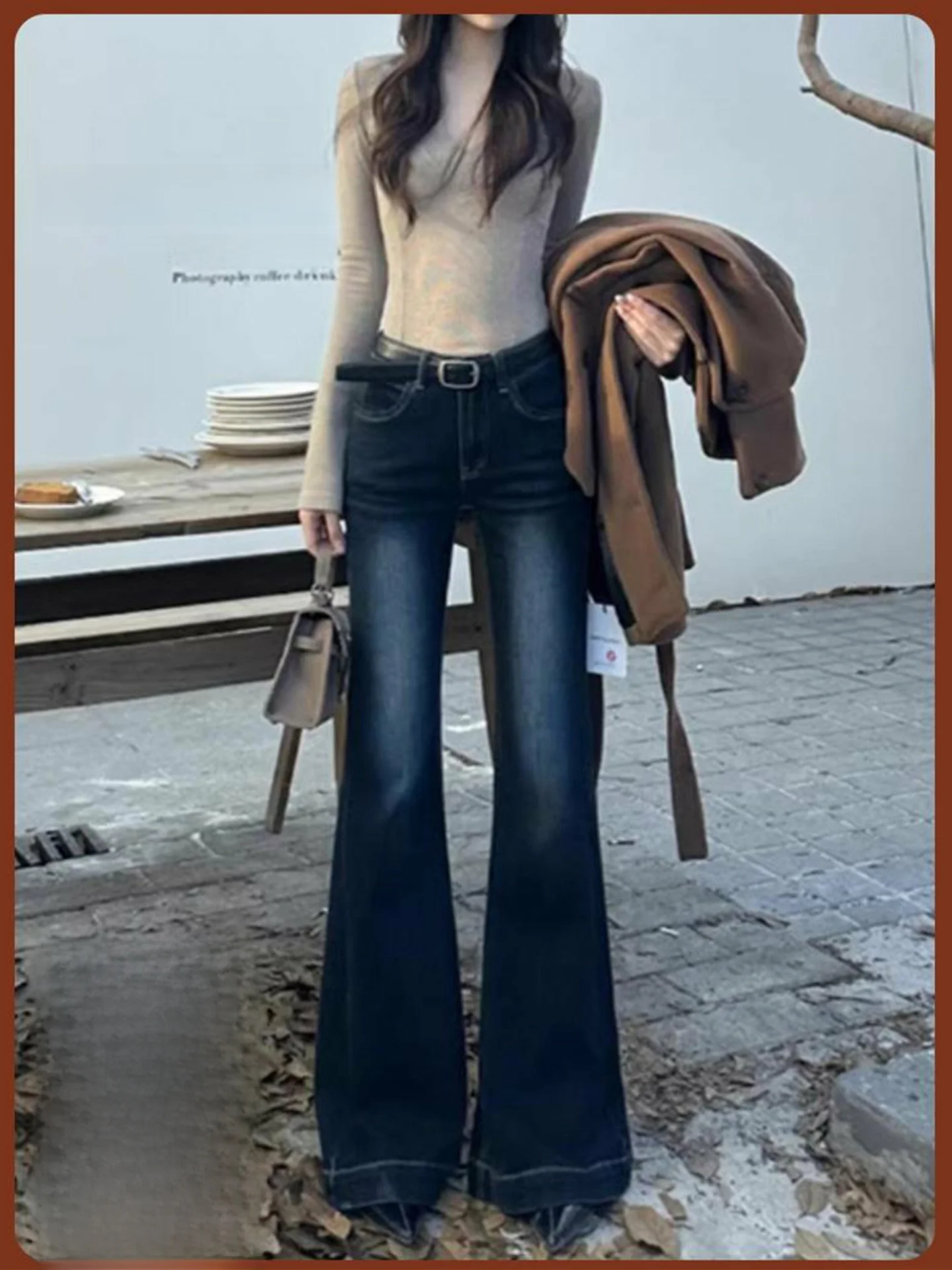 

plus Size Summer Slim Fit Micro Flare Jeans Women's Thin High Waist Wide Leg Pants Casual Straight Cut Bootcut Denim Skinnies