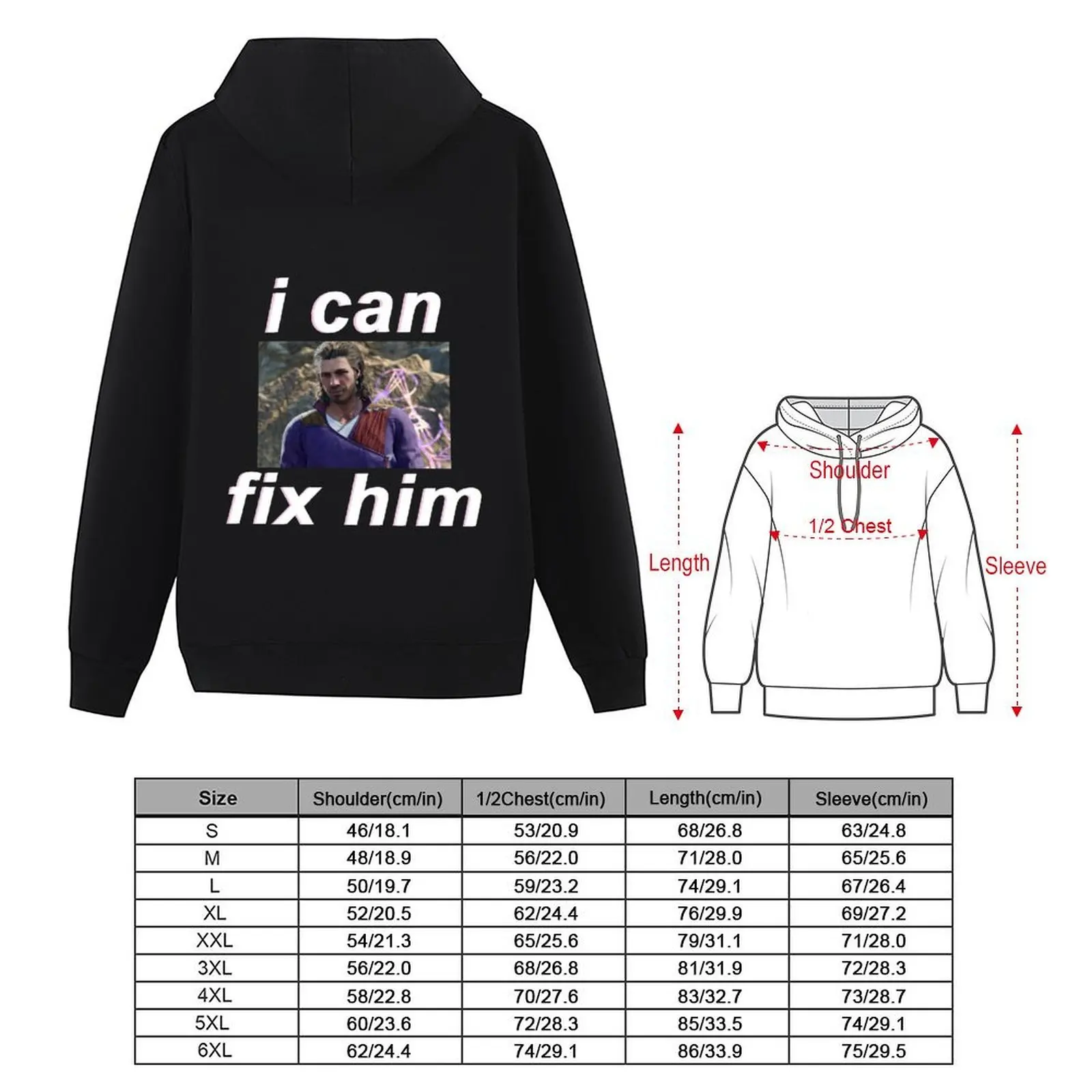 (FOR DARK BACKGROUND) Gale I can fix him Hoodie korean style clothes men's sweat-shirt men's winter sweater men's hoodies