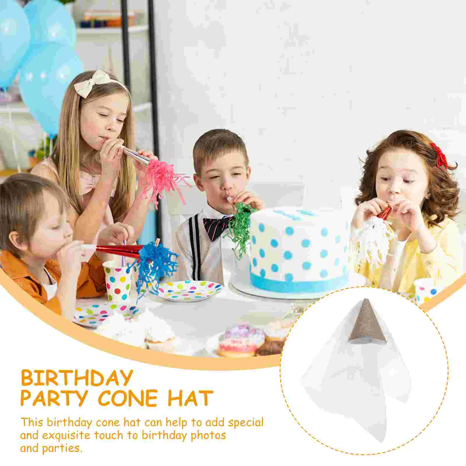 Birthday Hat Children's Party Cone Pointy Girl's Decorative with Tulle Mesh Comfortable