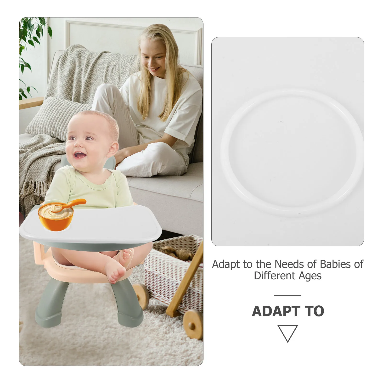 Kinderstoel Dienblad Accessoires Draagbare kinderstoel voor baby Peuter Eettafel Stoelverhoger Universeel Wit Verstelbare hoek