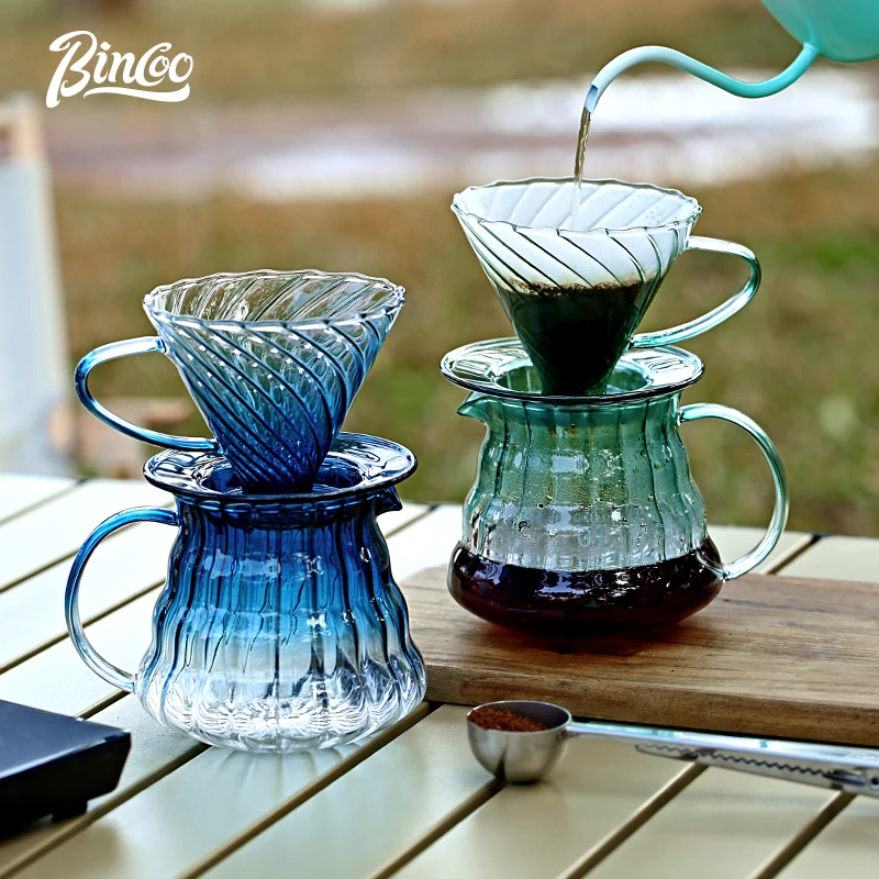 مجموعة صانعة القهوة Bincoo Pour Over مع حجم المنقط، مجموعة خادم القهوة الزجاجية سعة 2600 مل، منقط قهوة زجاجي مدبب بزاوية 60 زاوية