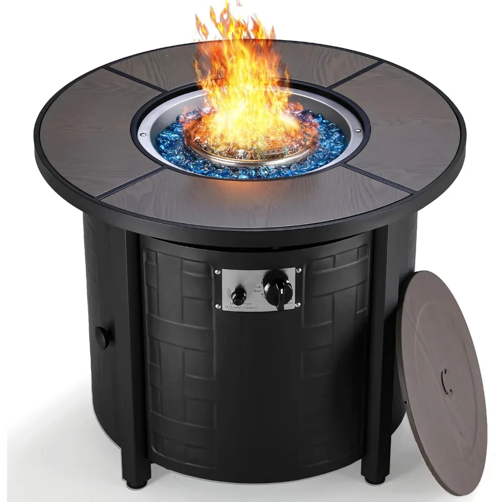 

Propane Fire Pit Table 30in, 50,000 BTU Auto-Ignition Round Gas Fire Pit, Patio Furniture Outdoor and Indoor, Fire Table