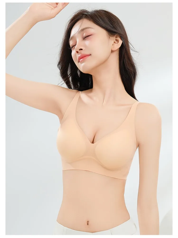MOYISU Japanese 3D Sexy Bra Non-Slip Jelly Strap, Invisible Thin Line Bralette for Small Chest Summer No Slip Cover A B C D Cups