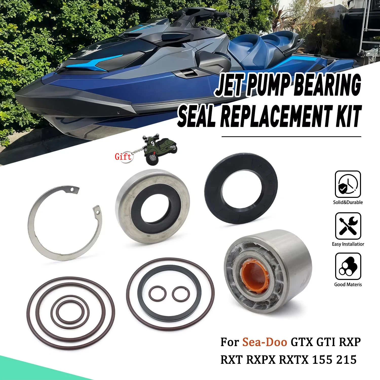 Motorcycle Jet Pump Refresh Rebuild Kit Bearing Seal For Sea-Doo GTI 900 130 155 RXP RXT RXPX RXTX RXP-X 225 260 GTS GTX 170 215