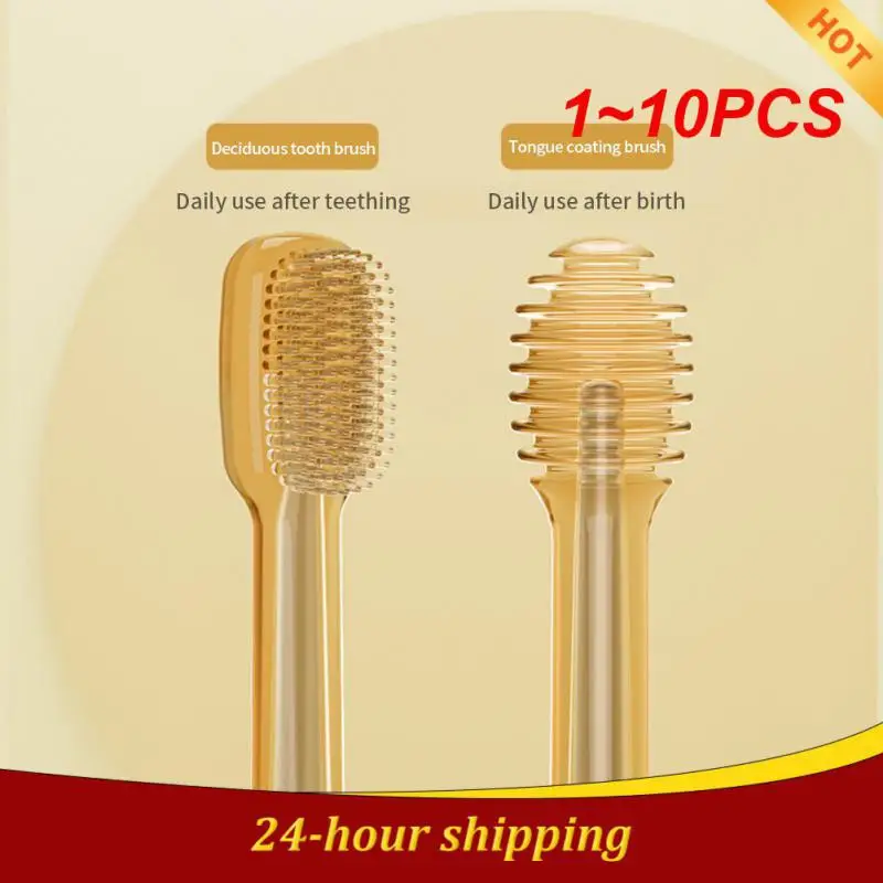 

1~10PCS Toothbrush Silicone Soft Hair Tongue Coating Brush Food Grade Baby Toothbrushes Set Baby Training Toothbrushes