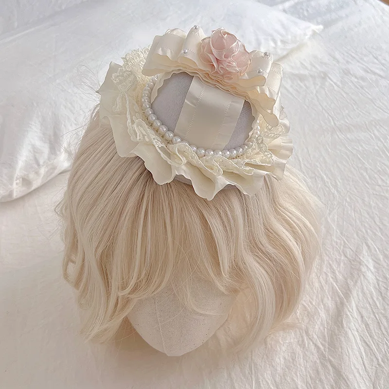 

Lolita Top Hat Handmade Small Things Lolita Hat Japanese Elegant Flower Wedding Accessories Birthday Hat Female