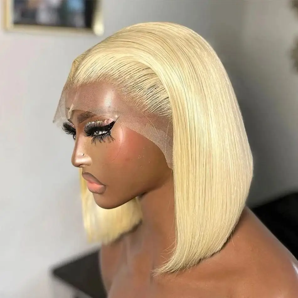 

13x4 Lace Front Human Hair Bob Wig 8-14 Inch Pre Plucked Human Hair Wigs Brazilian Remy Bone Straight Lace Frontal Short Bob