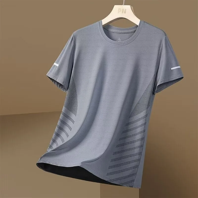 2025 Summer Breathable Men Running T-shirt Sportswear Sport Compression Fitness Sports Top Gym Training Jogging Casual image 5