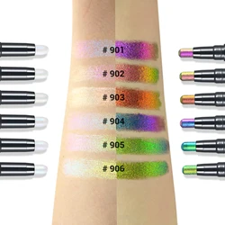 CHARMACY Double End Multichrome Eyeshadow Sticks Highlighter Waterproof Shimmer Eyeshadow 6 Color Stereo Eye Makeup Cosmetics