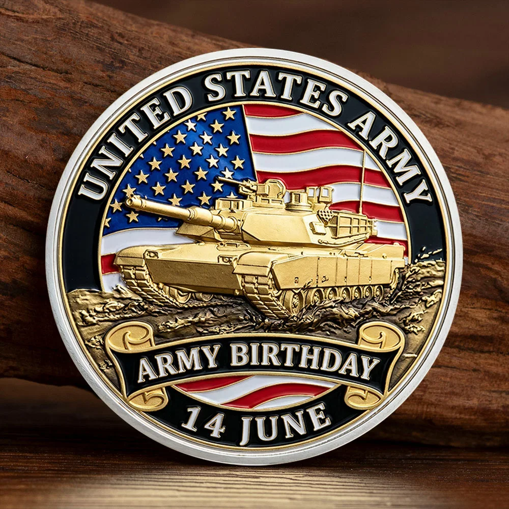 American Army Silvery Plated Commemorative Coin Tank Helmet Boots Metal Relief Collection Coin