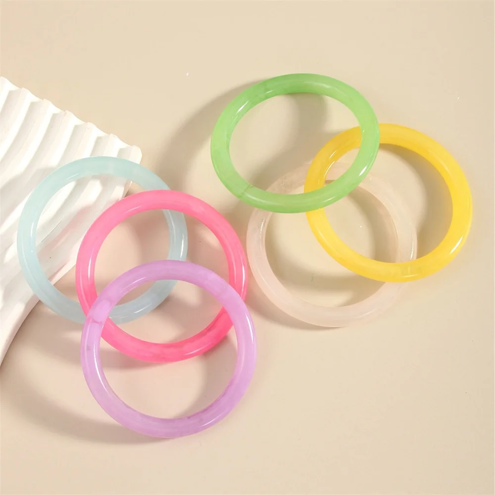 New 8mm Round Candy Colored Acrylic Versatile Bangle Bracelet with Simple Girl\'s Jingle Bracelet Buying A Pair Is Even Better