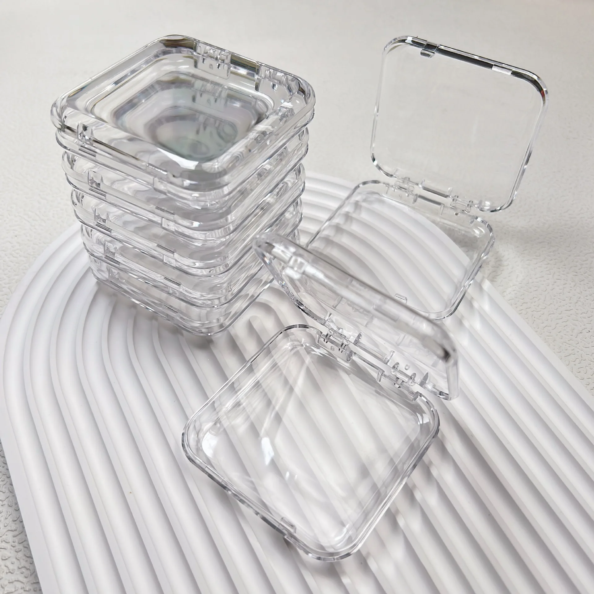 False Nail Case Plastic Storage Box for Fake Nails Transparent Pink Nail Art Display Stand Fake Nails Organizer Packing Box