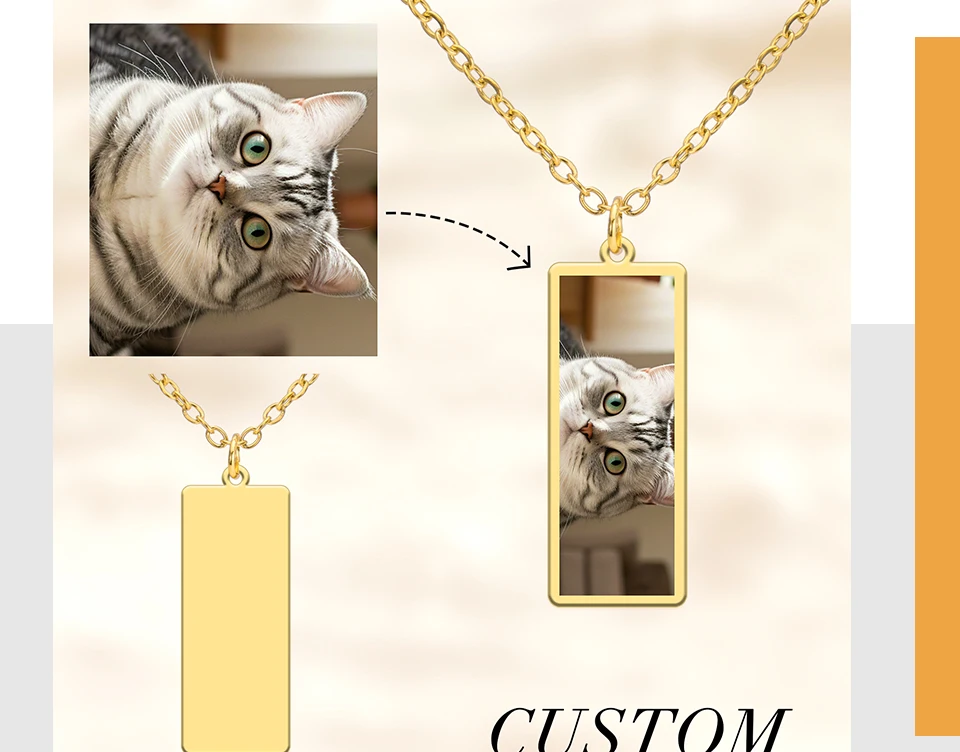 Benutzerdefinierte Druck Foto Halskette einseitiges Logo personalisierte Rechteck Anhänger Edelstahl Schmuck Party Valentinstag Geschenke – Detail 8