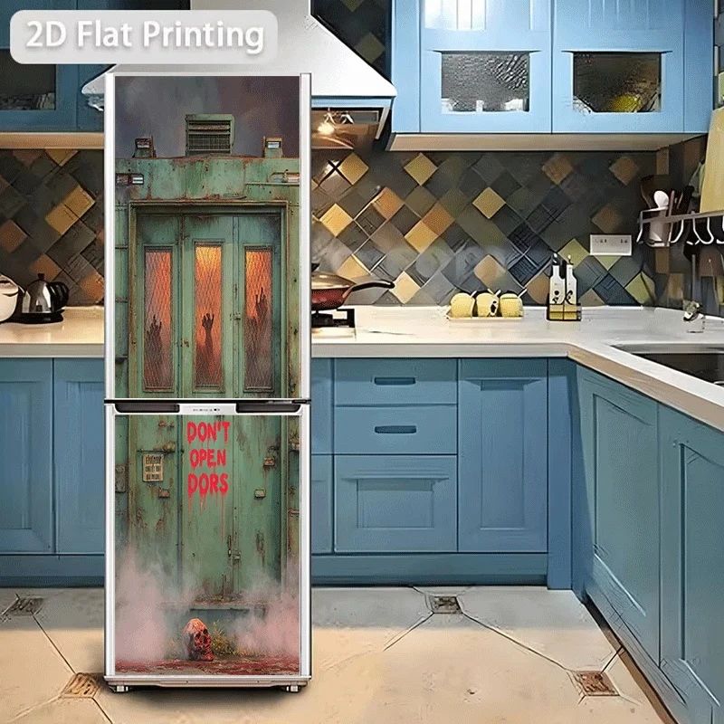 Refrigerator Sticker [60X180 Cm] Refrigerator Dishwasher Sticker Never Open The Door Horror Behind The Door Do Not Open The Co