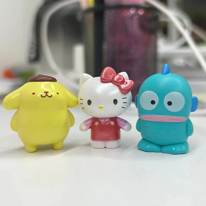 12 stücke Anime Figur Pudding Hund Hässliche Fisch Kt Katze Kuromi Pacha Hund Reis Korn Puppe Blind Box Display Ornament Sammeln spielzeug Geschenk