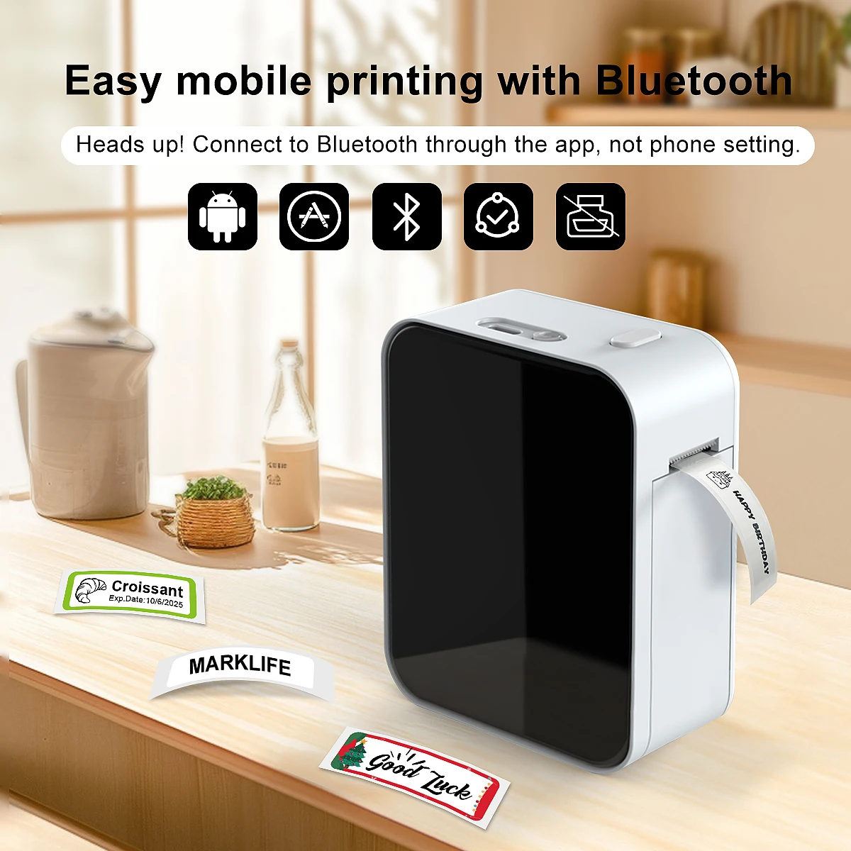 Afbeelding 3: Fabrikanten Sticker Barcode Printer voor POS Marklife P15 Mini Draagbare Barcode Printer 15mm Thermisch Papier Label