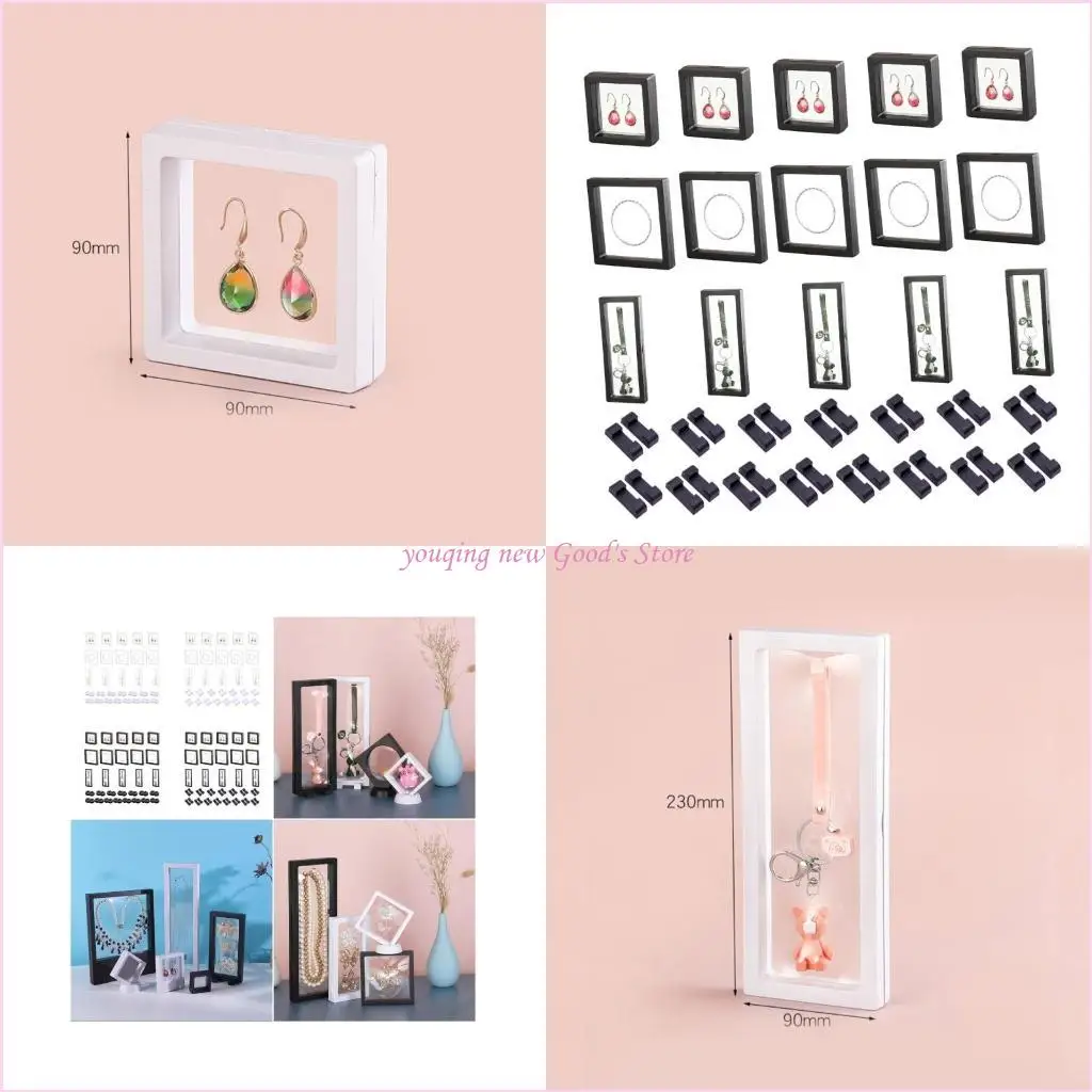 57QA Suspended Jewelry Display Case Clear Plastic Mounting Bracket for Collections