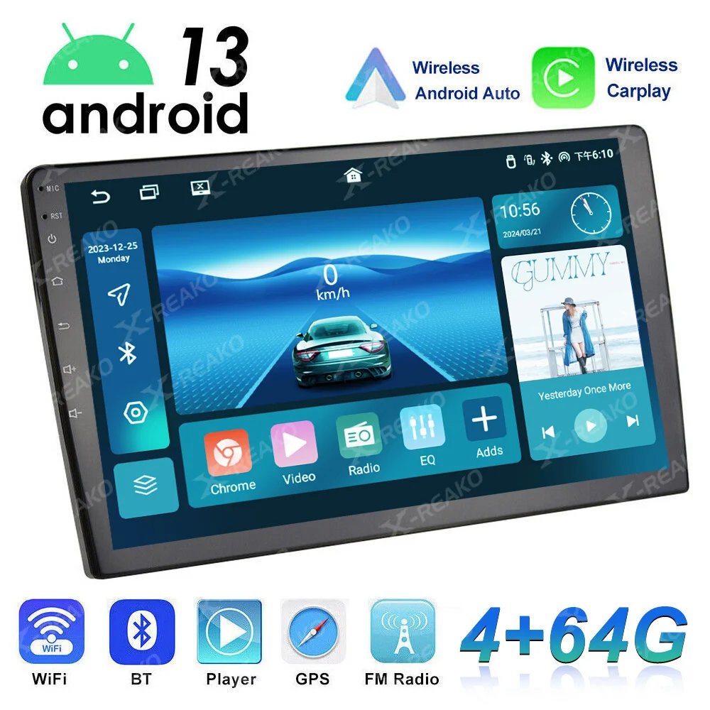 

X-REAKO 2 Din 9/10'' 4+64G Android Car Multimedia Player GPS Navigation BT Car Audio Wifi USB MirrorLink Car Audio Radio Stereo