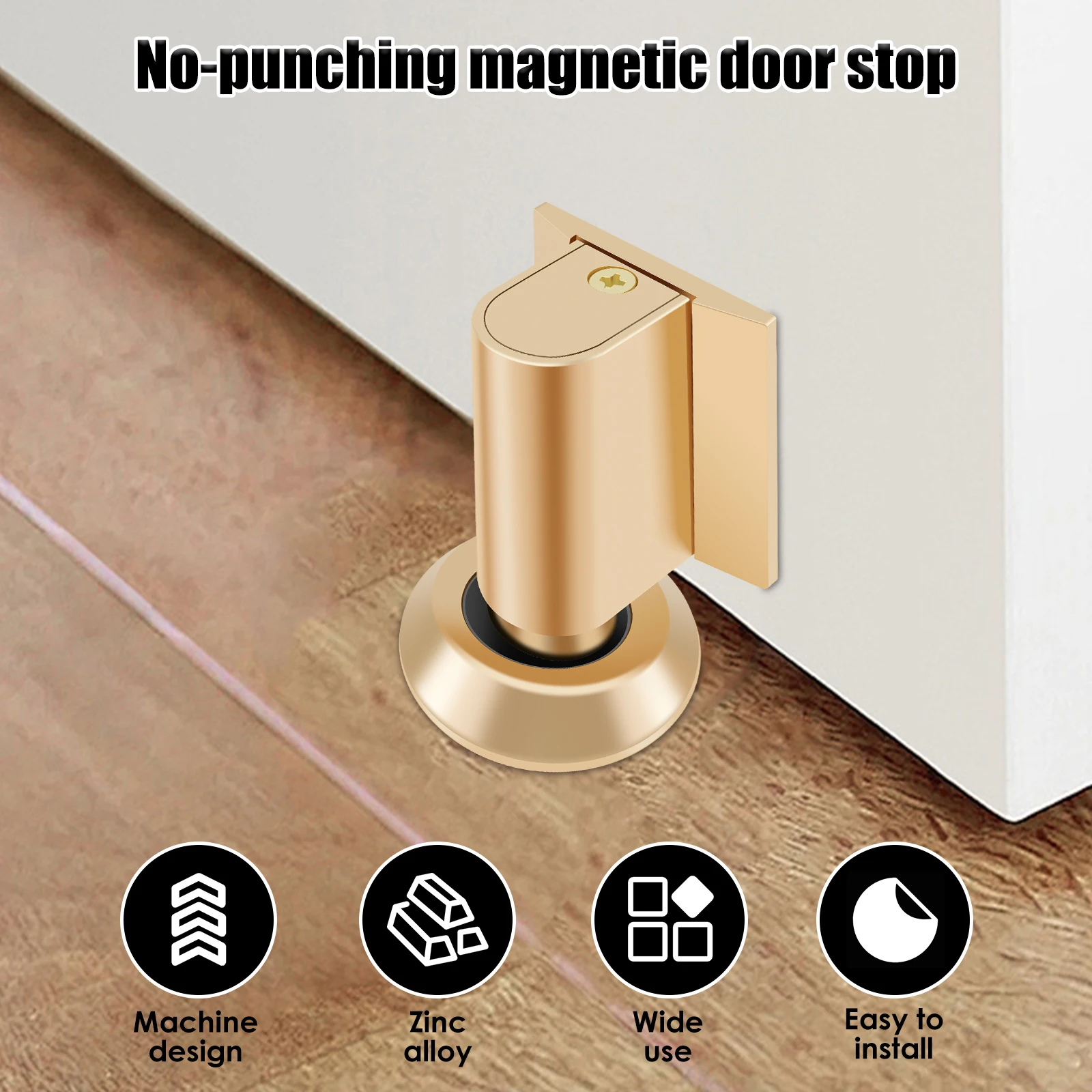 

Бесшумный магнитный дверной стопор без перфорации, самоклеящиеся или винтовые фиксированные ограничители напольных дверей, чтобы сохранить всасывание открытой напольной двери