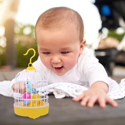 Jaula de juguete para pájaros con música ligera para niños, simulación eléctrica en Sensor divertido único, modelo con forma de plástico, juguetes pequeños para cantar