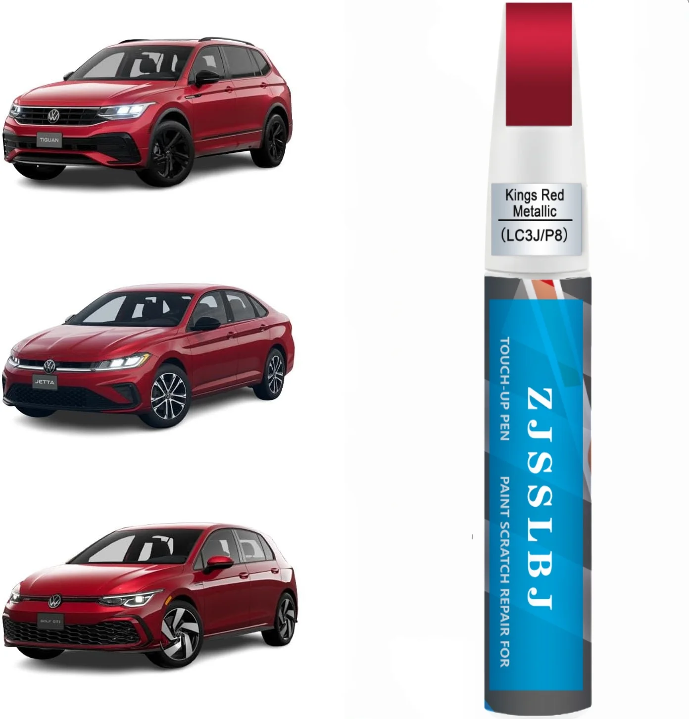 LC3J/P8 Kings Red Metallic Touch Up Paint Compatible with Volkswagen Exact Match 2 in 1 Touch up Paint for Chips and Nicks Repa
