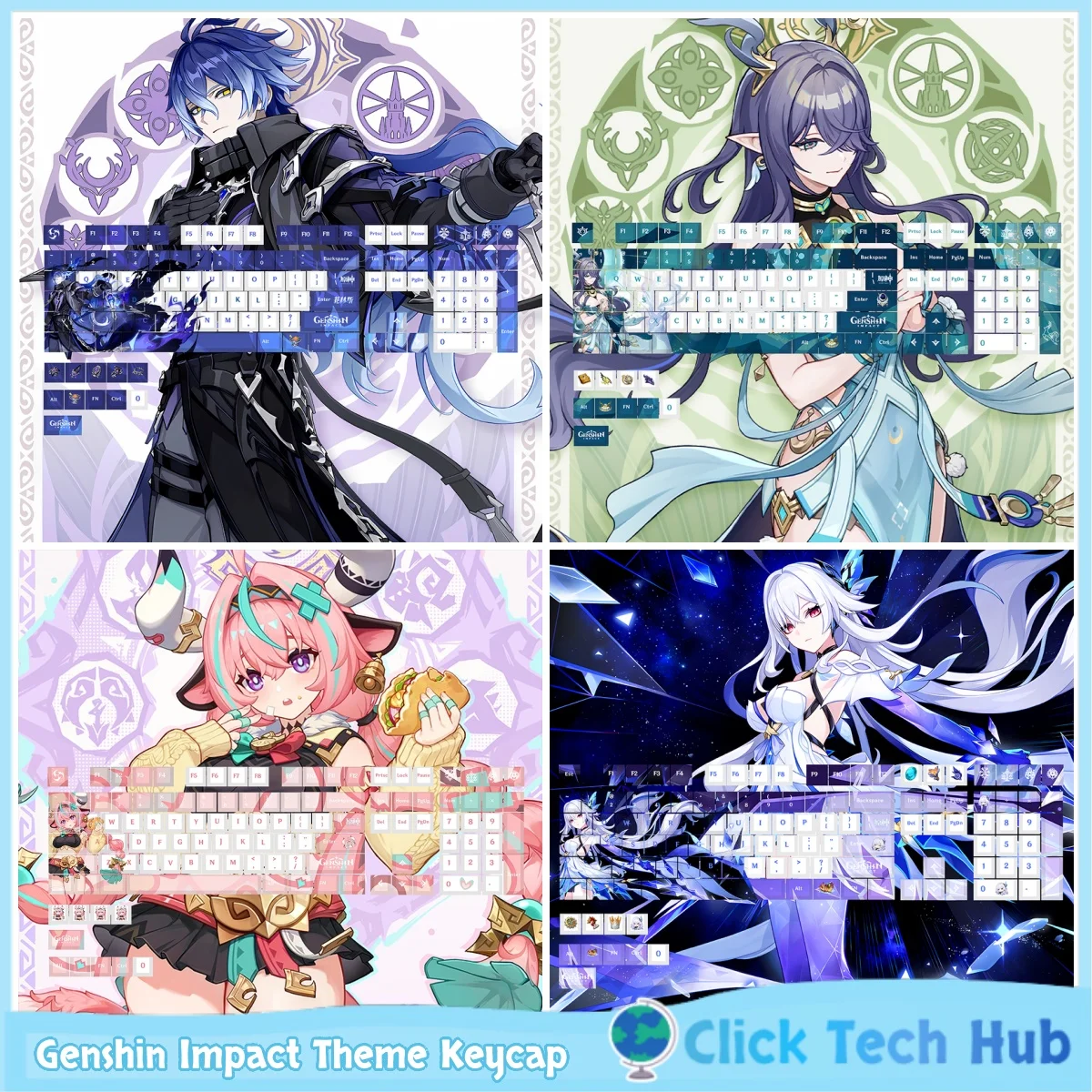 

Genshin Impact Theme Keycap Flins Lauma Skirk Персонаж Keycap Игровая тема Анимация Pbt Cherry Механическая клавиатура с высоким боковым освещением