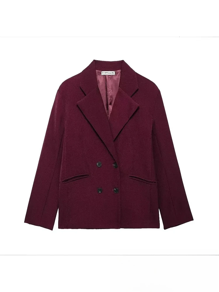 

KONDALA Vintage Casual Chic Women Blazer Double Breasted Long Sleeve Blazer New Fashion 2024 Autumn Winter Office Lady Blazers