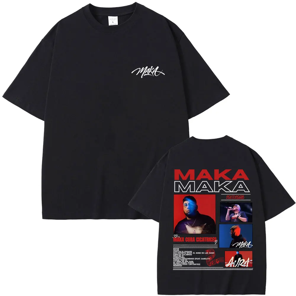 

Rapper Maka Aura 2025 Tour Merch T Shirt Men Women Hip Hop Fashion Vintage Street T-shirt Casual Cotton Short Sleeve T Shirts