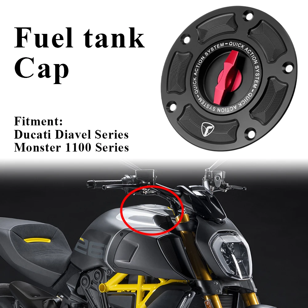 For Ducati Diavel / Monster1100 Series Fuel Tank Cap Motorcycle Aluminium New Keyless Fuel Tank Cap Cover