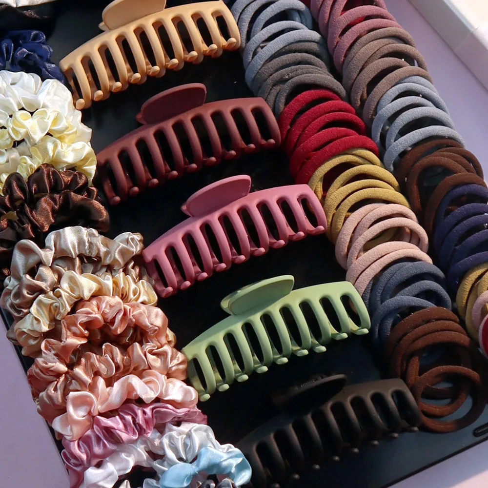 1 Set Ponytail Clip Hair Scrunchies Hair Accessories for Woman Mixed Color Multi Style Elegan HairBands Scrunchy For Holiday