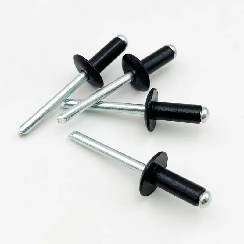 Aluminium-Stahl-Blindnieten mit großem Flanschkopf, schwarz, 3,2 mm, 4 mm, 5 mm, 6,4 mm, Blindnieten mit großer Kappe, offener Ende, Aluminium-Blindnieten, Zugkappen- und Spaltnieten – Detail 6