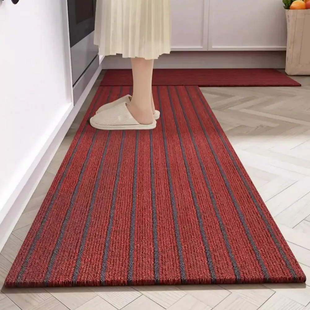 Kitchen Floor Mat Striped Rectangle Solid Anti-slip Thick Shaggy Water Oil Absorbent Household Bathroom Floor Area Rug Pad