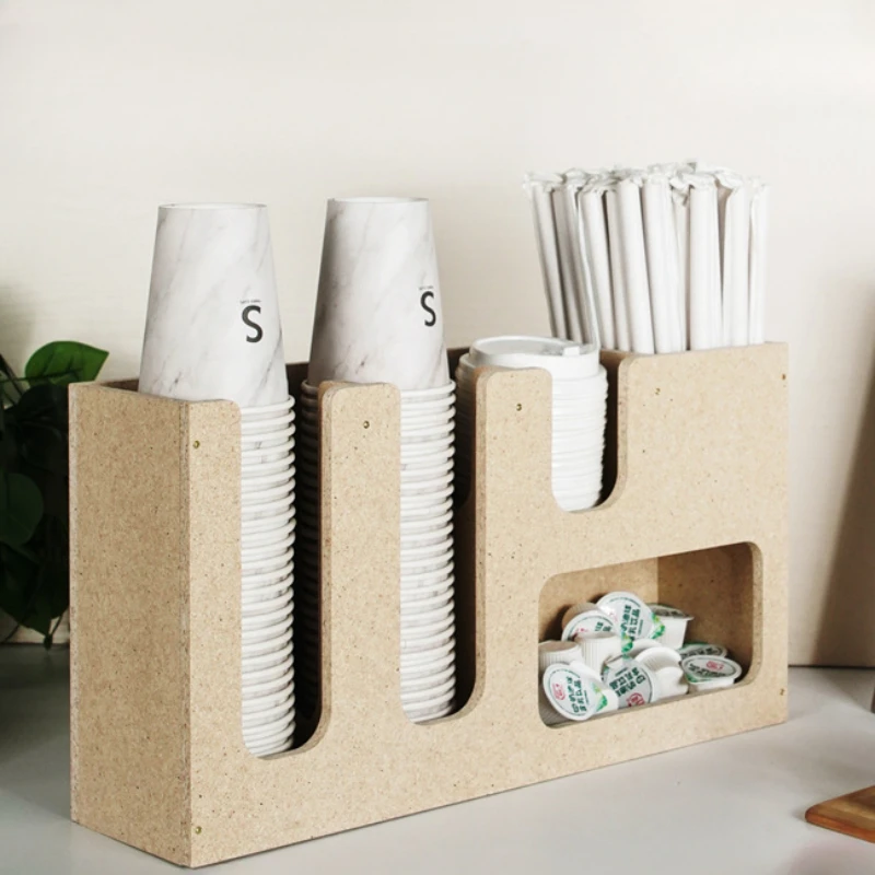 Coffee Supplies Storage Café Paper Cup Straw Tissue Coffee Sugar Pack Coffee Capsule Storage Rack