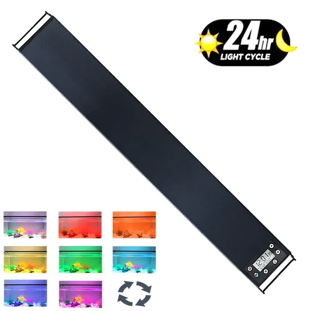 Światło do akwarium 24/7 DIY Auto On Off LED oświetlenie pełnozakresowe lampa do akwarium ze ściemniaczem 75-90cm IP68 wodoodporna do wody słodkiej