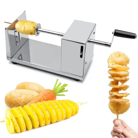 LMETJMA Manual Tornado Potato Spiral Cutter Twisted Potato Slicer Spiral Potato Cutter French Fry Potato Tornado Twister JT309