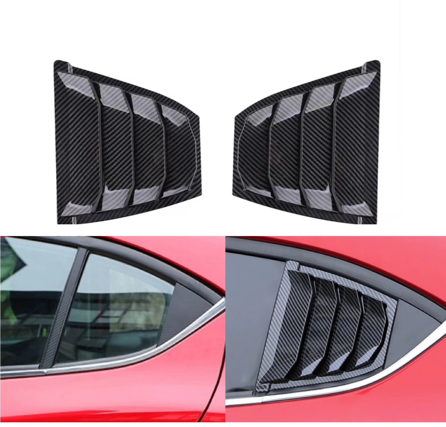 

Car Rear Window Side Louvers Shutter Cover For Mazda 3 Axela 4Dr Sedan 2014 2015 2016 2017 2018-2020 Air Vent Trim Accessories