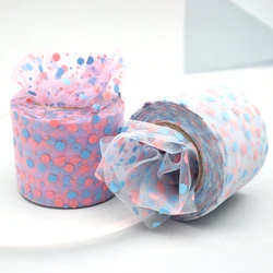 6cm 25yards Tulle Roll Colorful Polka Dotted Gauze Mesh Tape For DIY Handmade Hair Ornament Baby Headwear Bowknot Doll Clothes