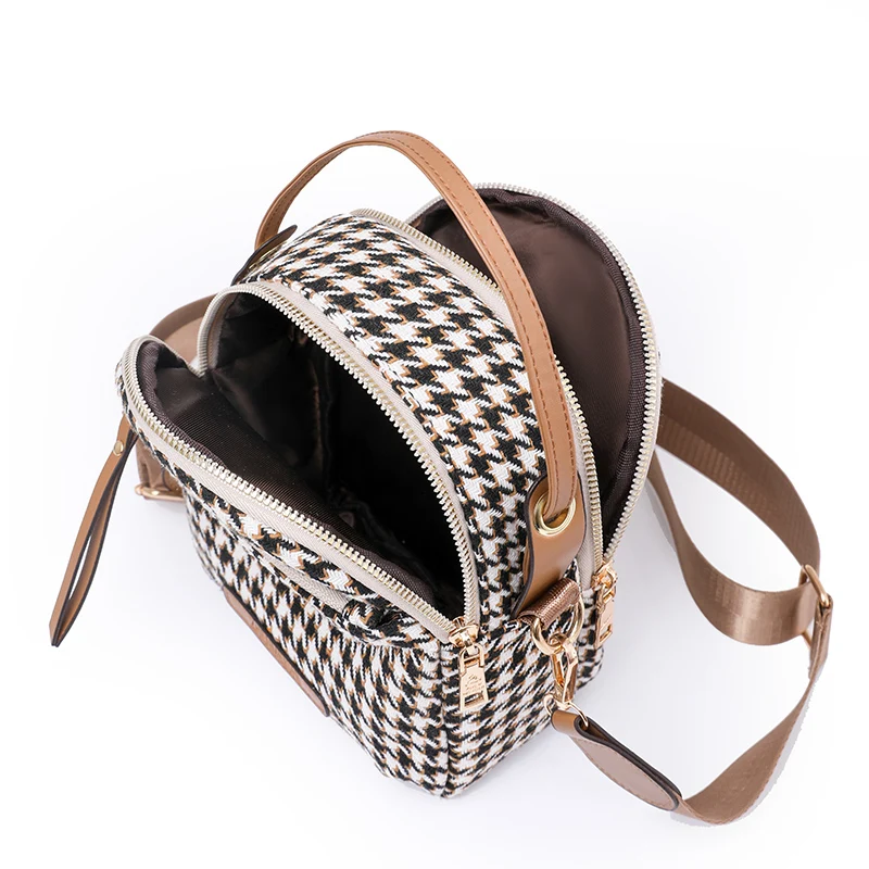 Women Bag Canvas Casual Bag for Woman Houndstooth Shoulder Bag Brand Lady Messenger Designer New Popular Shoulder Crossbody 2023