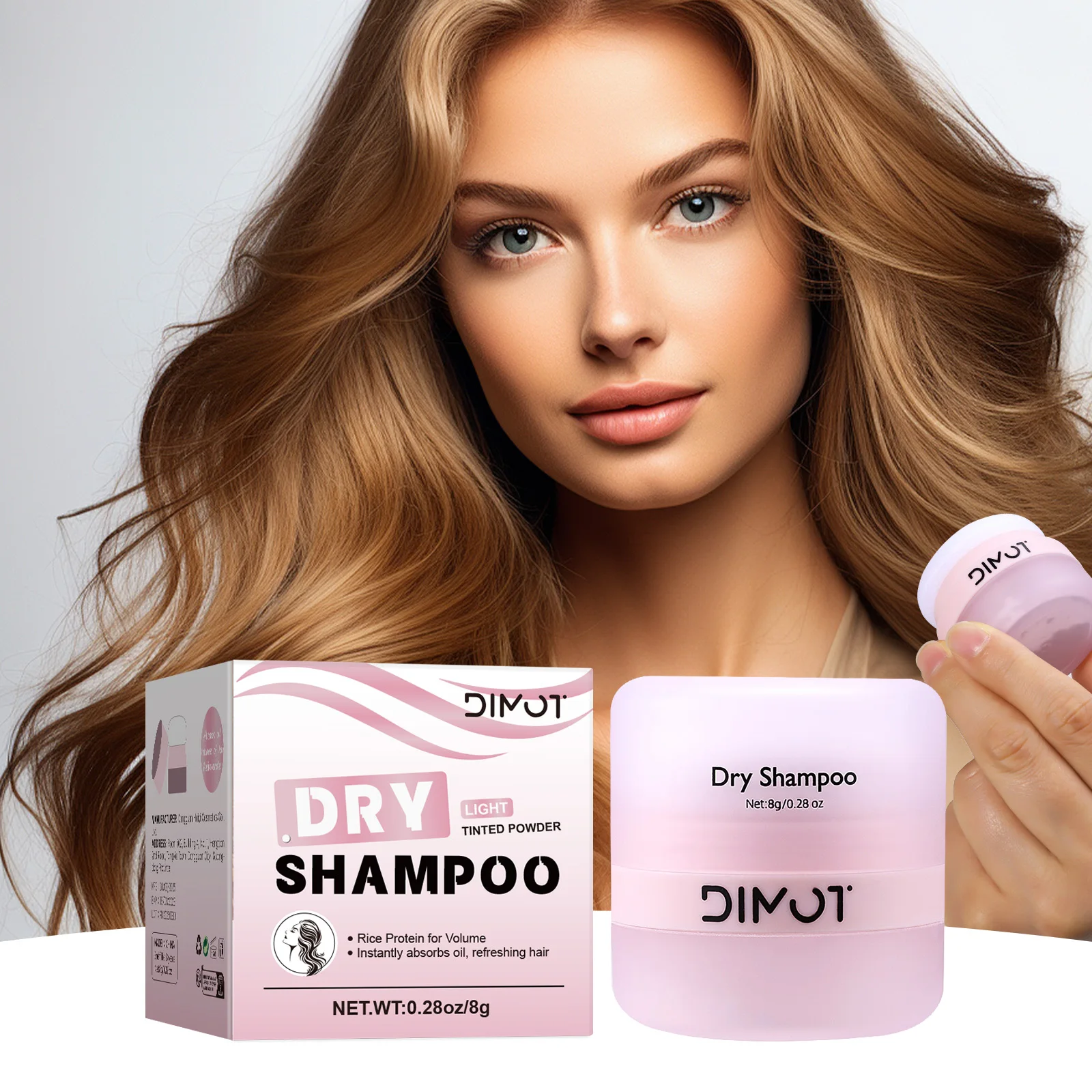 DIMOT Travel-Size Rice Protein Dry Shampoo 8g - On-the-Go Hair Refresh, Oil-Control for Daily/Travel
