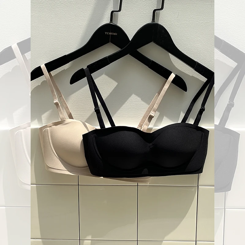 

Бесшовный женский топ-бюстгальтер ручной работы без косточек, с невидимой поддержкой и интегрированным дизайном, комфортное нижнее белье