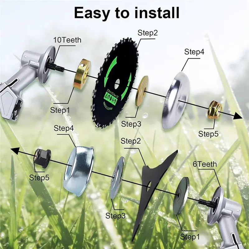A02F-Brush Cutter Blade Set(3 PCS), With Adapter Kit- 9