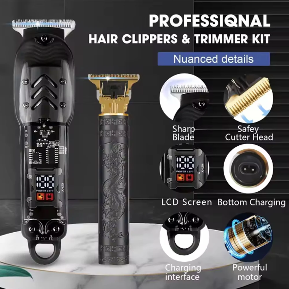 

Набор машинок для стрижки волос, 2 шт., перезаряжаемый через USB аккумулятор, беспроводной триммер для бороды и кромкоочиститель, набор машинок для стрижки волос со светодиодным дисплеем, лучший подарок