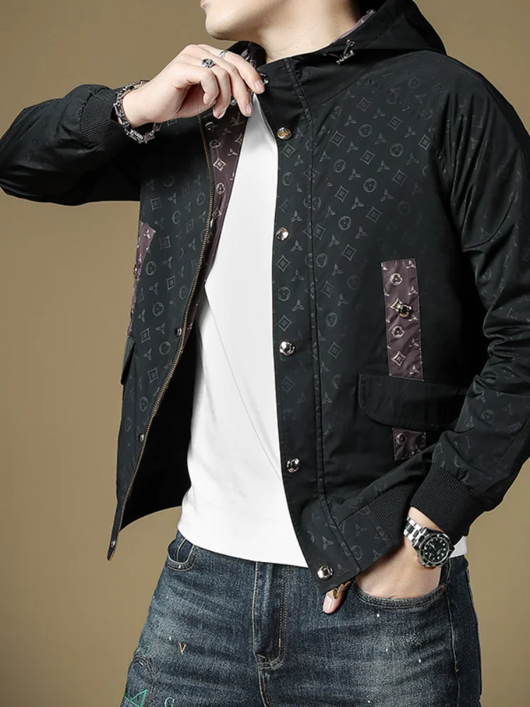 

Модная мужская куртка с капюшоном, новинка весенней коллекции, повседневная, для отдыха, верхняя одежда, мужская одежда, на молнии, с длинными рукавами, полиэстер...