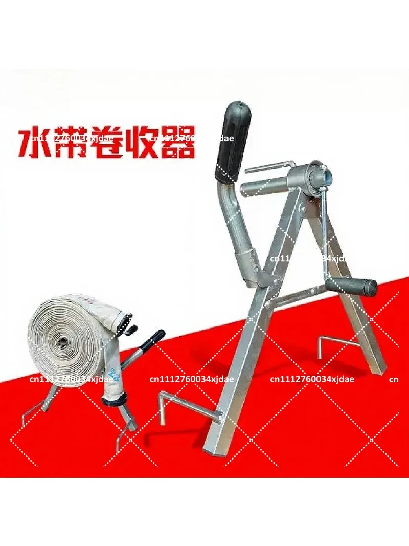 Portable Foldable Fire Hose Reel Stand, Collapsible Farm Irrigation Pipe Winding Rack for Water Delivery Hose Storage