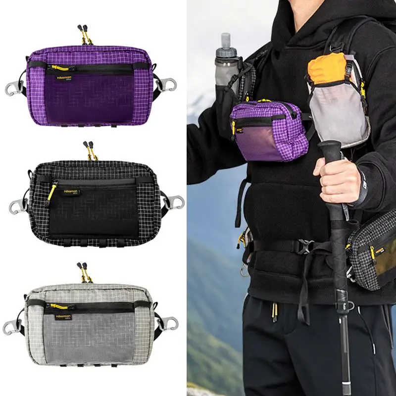 

Нейлоновая сетчатая поясная сумка, карман для телефона и быстрорегулируемый ремешок, водонепроницаемый, с несколькими карманами для езды на велосипеде, бега, пешего туризма, кемпинга