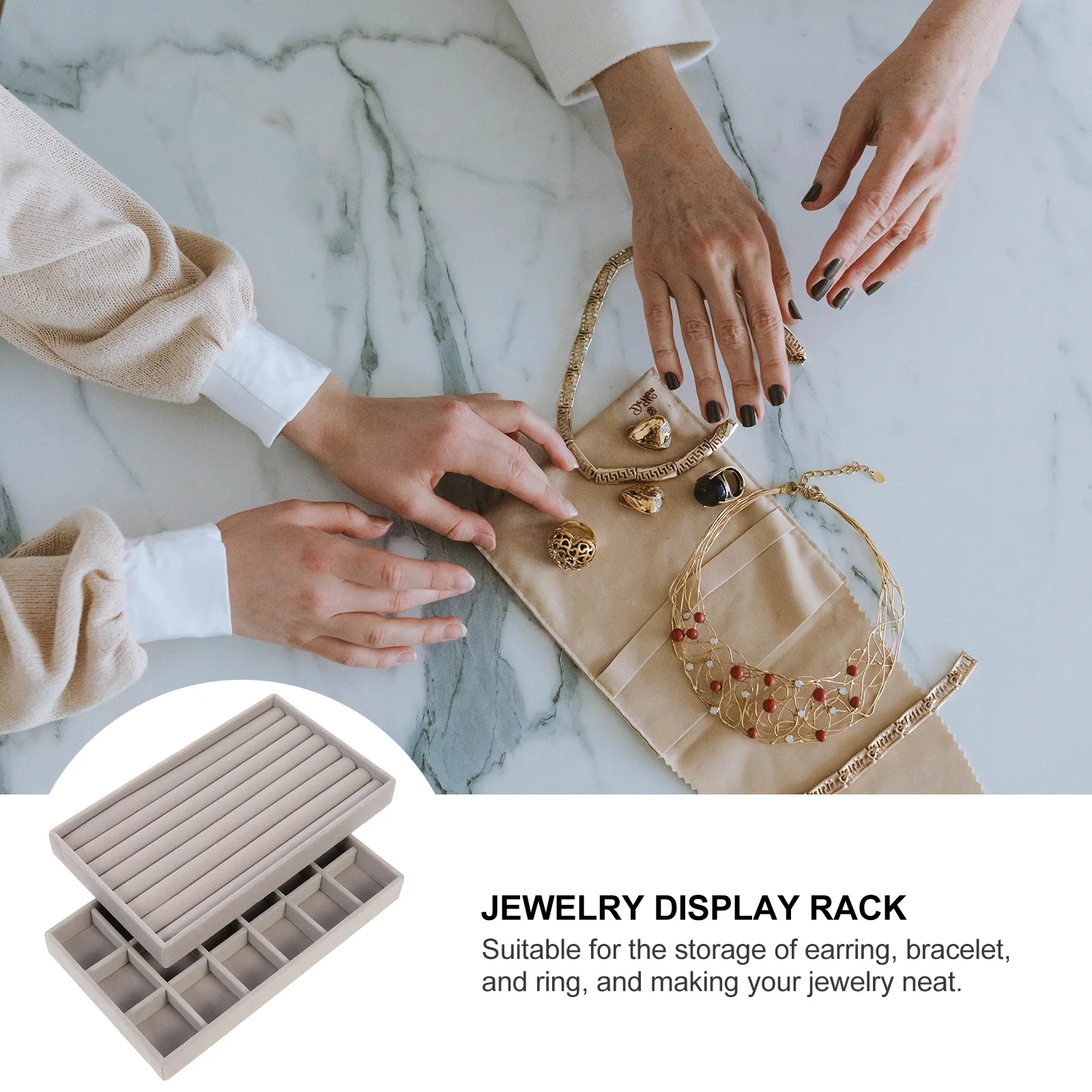 

2pcs Jewelry Display Tray Stackable Earring Storage Organizer Showcase Holder For Rings Bracelets Container Rack Stand