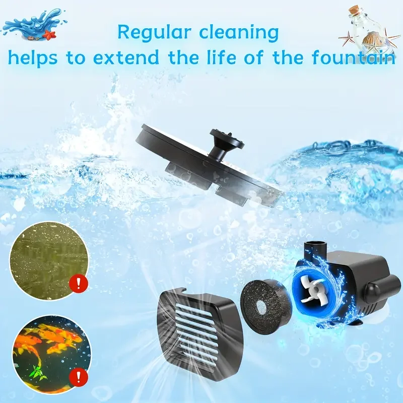 Solar Fountain for Bird Bath Water Pump with Colorful Lights Independent Portable For Garden Pond Swimming Pool  Aquarium view 3