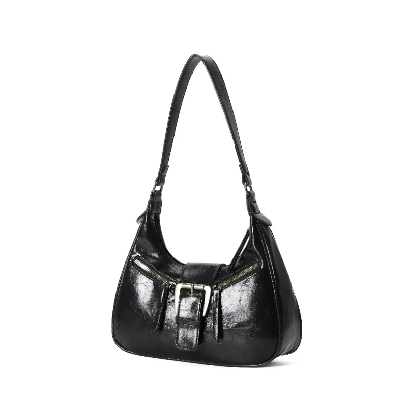 

Maillard retro-style shoulder underarm bag, sweet and cool biker bag, niche design crescent bag with metal buckle